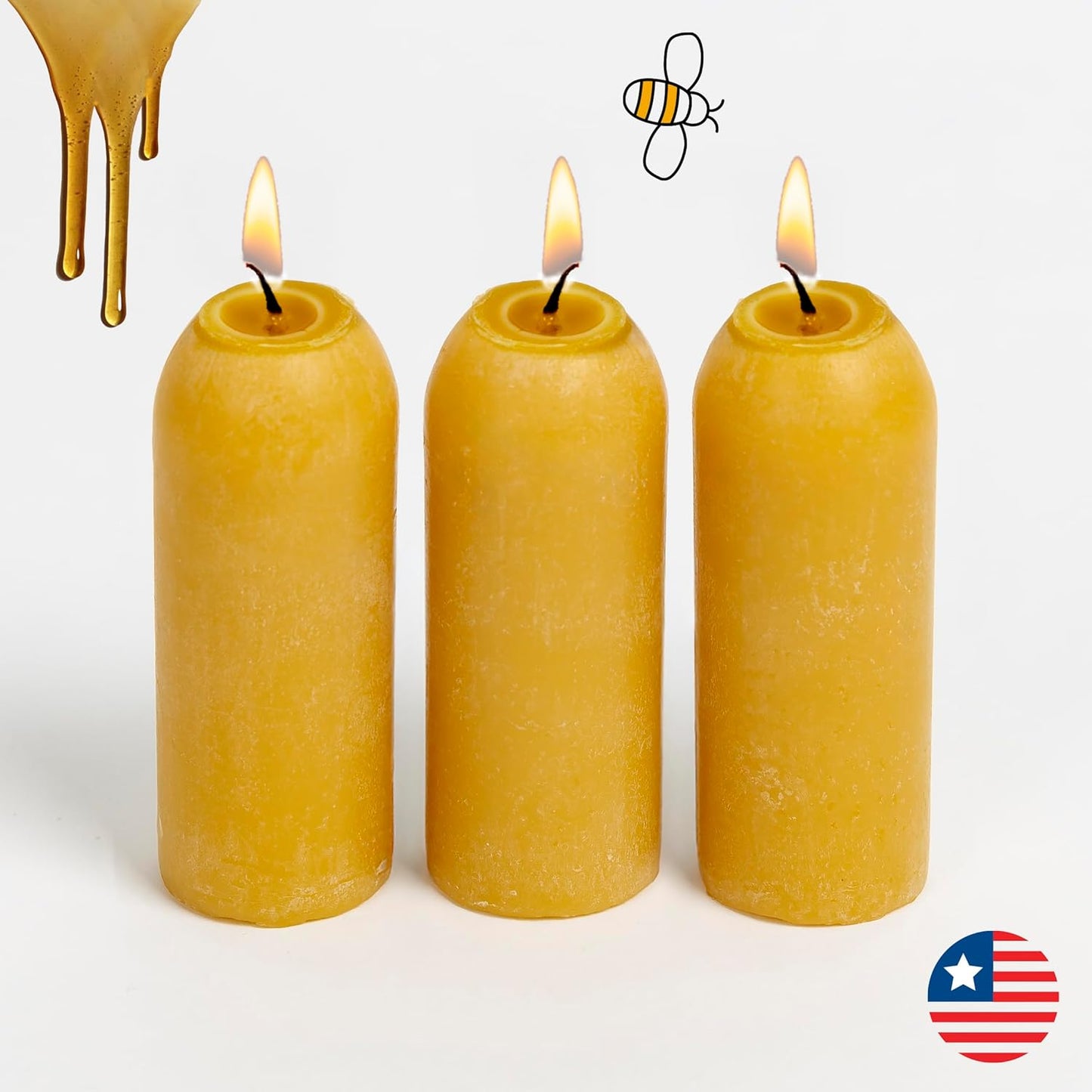 12-Hour Natural Beeswax Long-Burning Candles for Candle Lanterns and Emergency Preparedness, Made in USA