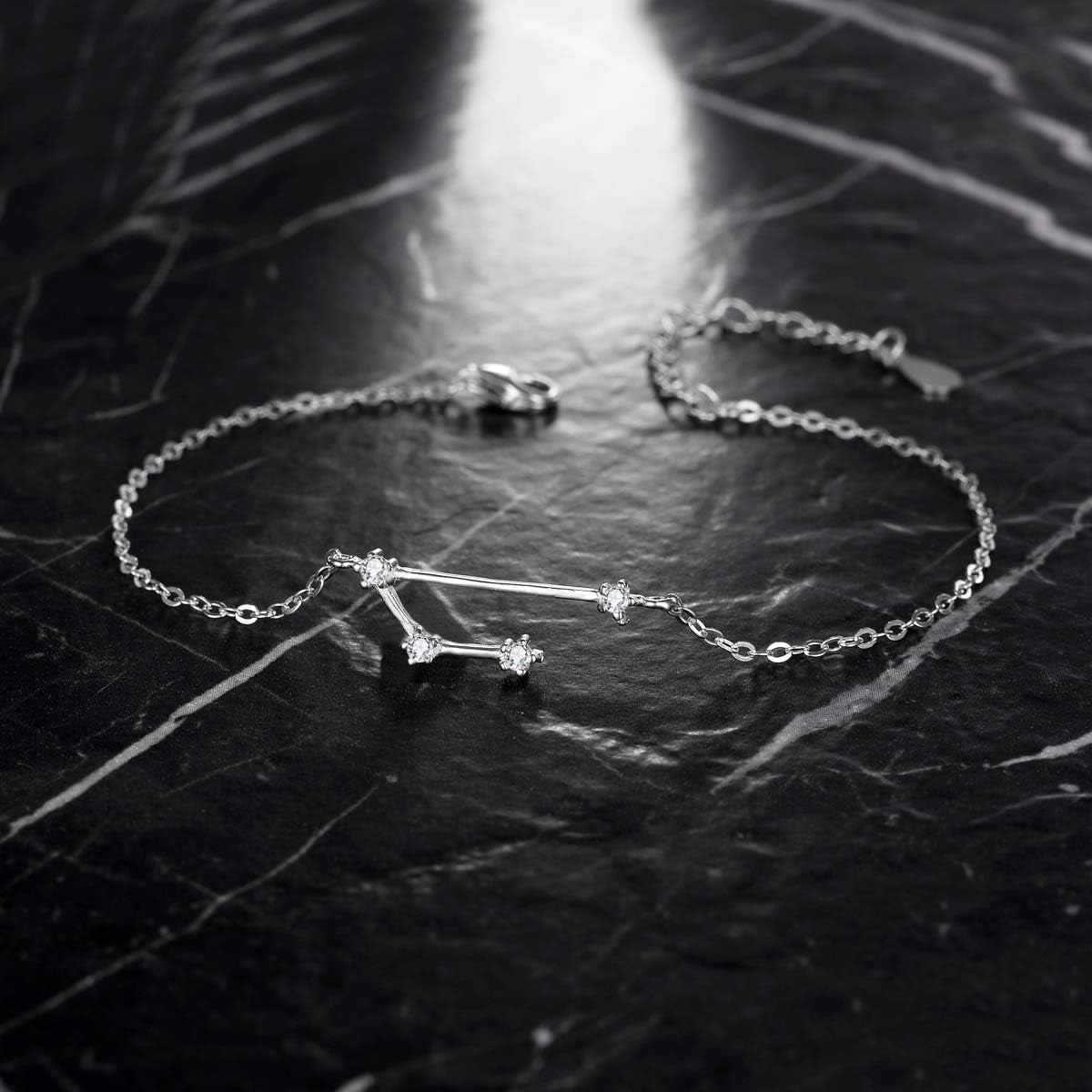 Gifts for Mom Women 925 Sterling Silver CZ Horoscope Zodiac 12 Constellation Astrology Link Bracelet for Mothers Day/Valentines Day/Birthday/Christmas/Anniversary
