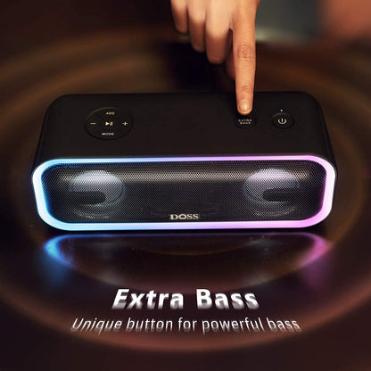Soundbox Pro+ Bluetooth Speaker, Immersive 24W Stereo Sound with Booming Bass, IPX6 Waterproof, 15H Playtime, Mixed Colors Lights, Christmas and White Elephant Gift for Adults, Men, Women-Black