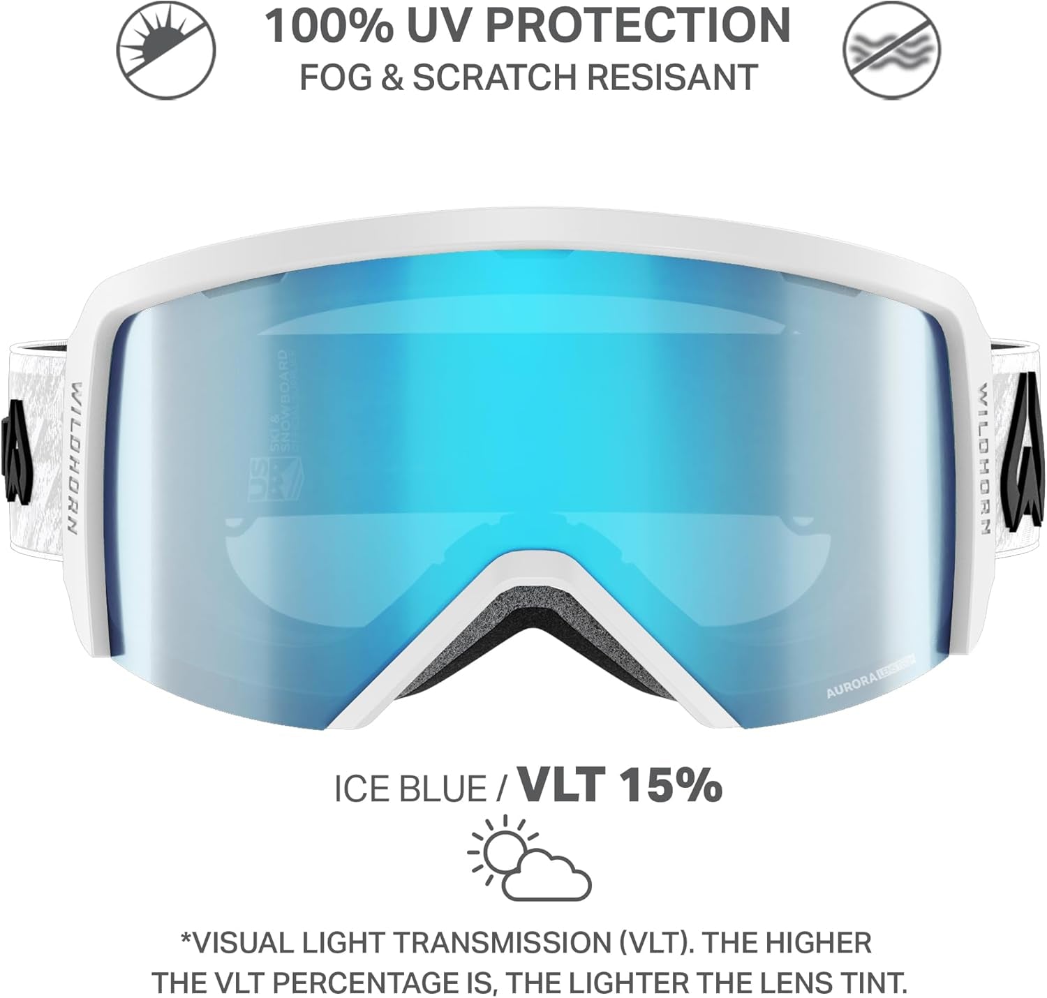 Wildhorn Cristo Ski Goggles Men Women 100% UV Anti-Fog OTG Snowboard Goggles- US Ski Team Official Supplier- Snow Goggles