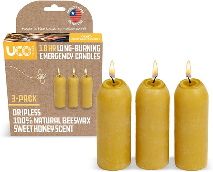 12-Hour Natural Beeswax Long-Burning Candles for  Candle Lanterns and Emergency Preparedness, Made in USA