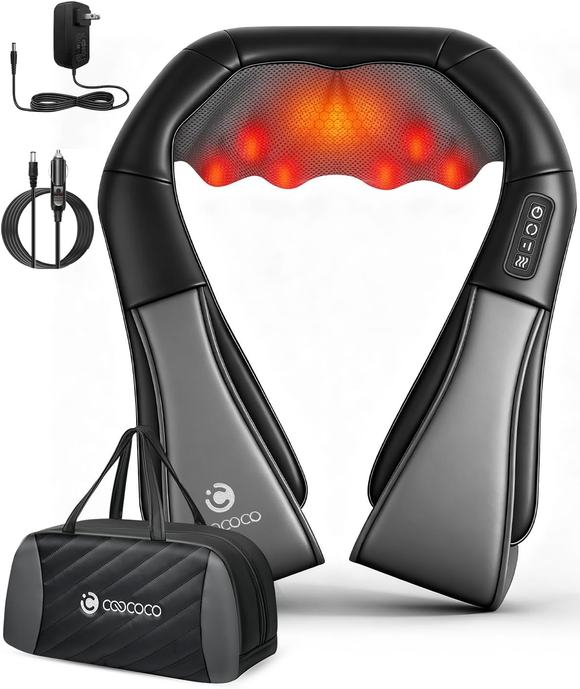 Shiatsu Neck Massager, FSA Eligible Kneading Back Massager with Heat, Deep Kneading Electric Massage Pillow, HSA Approved Massagers for Back and Neck Shoulder, for Home Office Use