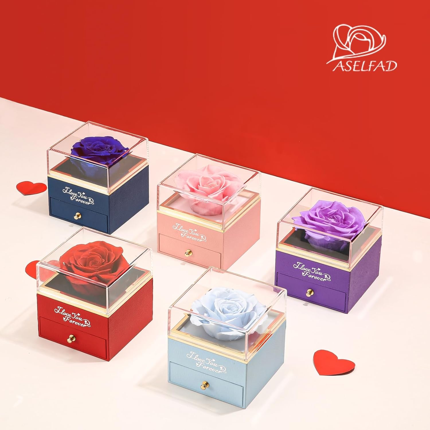 Preserved Flowers Forever Real Rose with I Love You Necklace, Eternal Rose Gifts for Mom Grandma Wife Girlfriend on Christmas, Valentines, Mothers Day, Anniversary, Birthday Gifts for Women