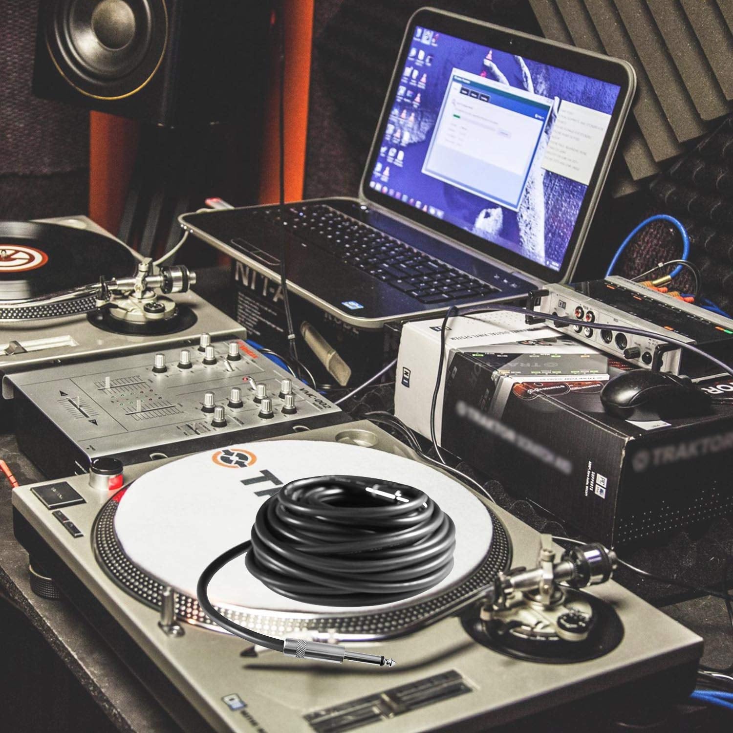 2Pack 200 Ft 1/4" Speaker Cables, True 12AWG Patch Cords, 1/4 Male Inch DJ/PA Audio Speaker Cable 12 Gauge Wire