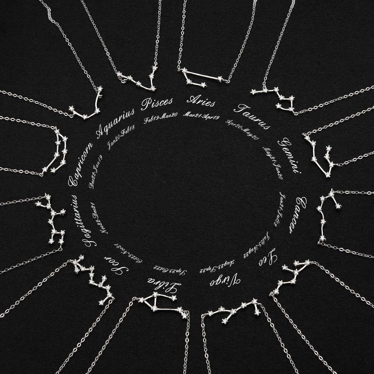 Gifts for Mom Women 925 Sterling Silver CZ Horoscope Zodiac 12 Constellation Astrology Link Bracelet for Mothers Day/Valentines Day/Birthday/Christmas/Anniversary