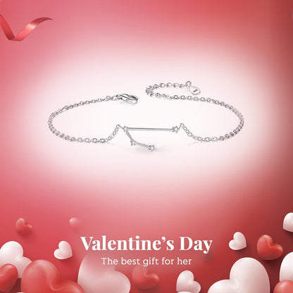 Gifts for Mom Women 925 Sterling Silver CZ Horoscope Zodiac 12 Constellation Astrology Link Bracelet for Mothers Day/Valentines Day/Birthday/Christmas/Anniversary