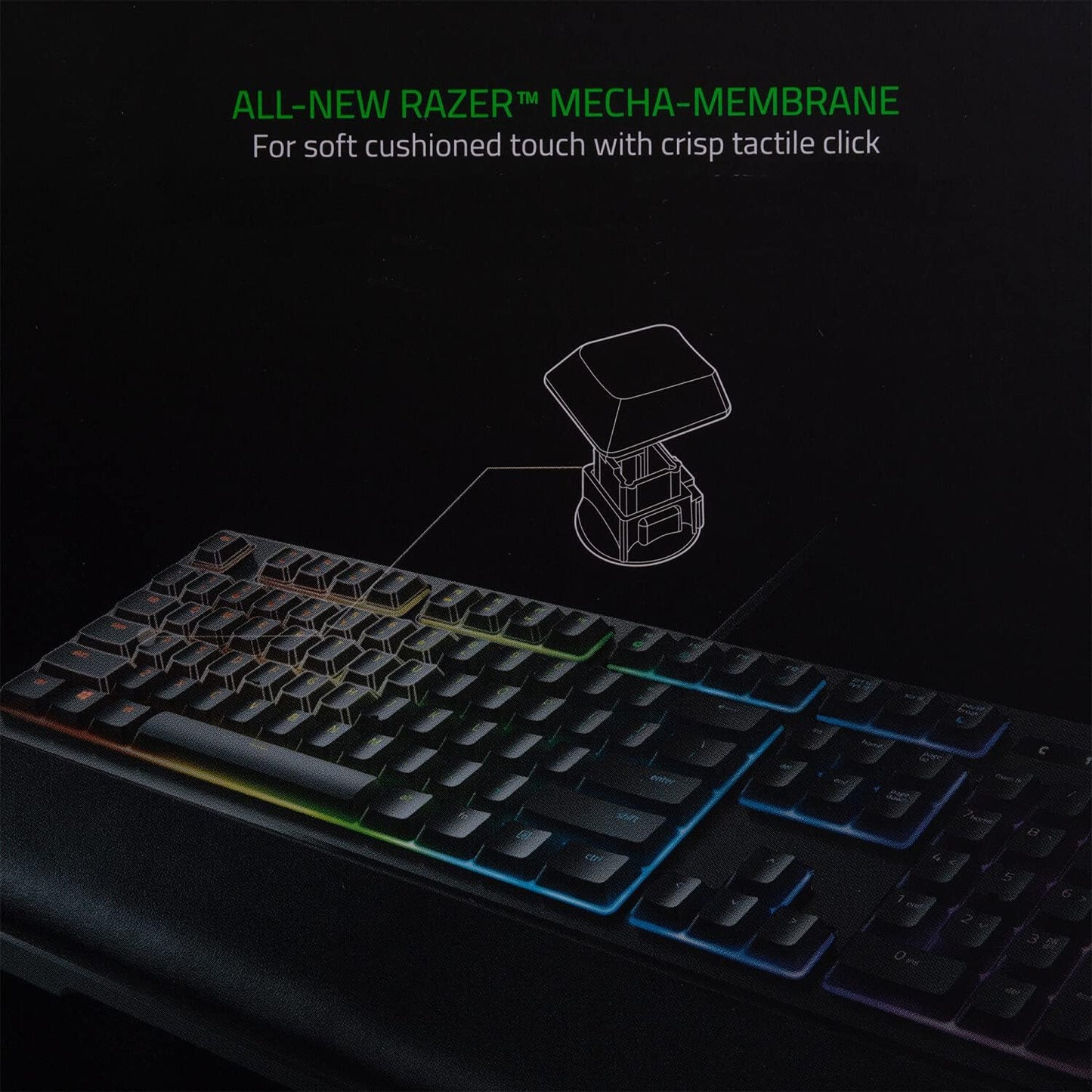 Ornata Chroma Gaming Keyboard: Hybrid Mechanical Key Switches - Customizable Chroma RGB Lighting - Individually Backlit Keys - Detachable Plush Wrist Rest - Programmable Macro Functionality