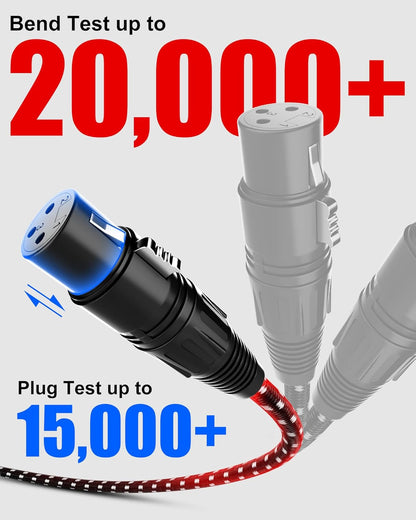 XLR Cables, 3Ft 2 Pack Microphone Cable, XLR Male to Female Balanced Microphone Cord 3 Pin, 3 Foot Short Mic Cord Oxygen-Free Copper (OFC) Nylon Braided