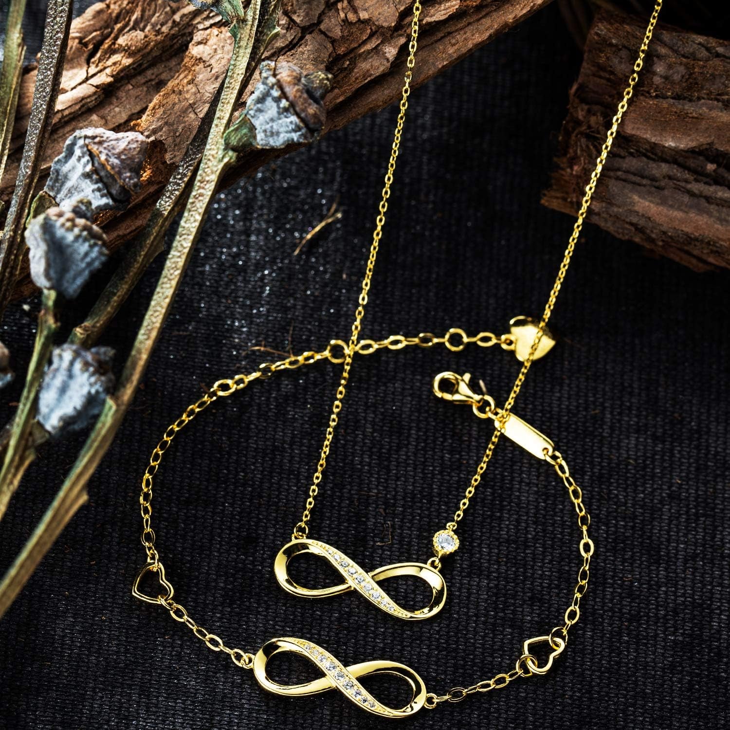 925 Sterling Silver Necklace Bracelet Jewelry Sets Infinity Love Jewelry Sets White Gold Plated Women Necklace Gifts for Women