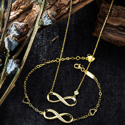 925 Sterling Silver Necklace Bracelet Jewelry Sets Infinity Love Jewelry Sets White Gold Plated Women Necklace Gifts for Women