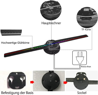 3D Hologram Fan 3D Holographic Projector Advertising Display Light HD Holographic Projector Stores Bars Party Xmas Halloween