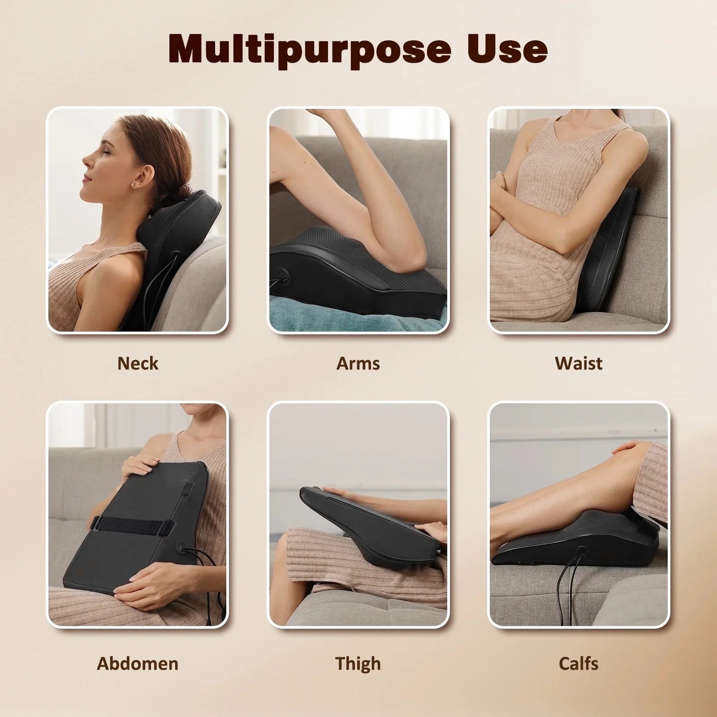 Neck & Back Massager with Heat — 3D Deep-Kneading Shiatsu Pillow, Black — Home Use & Gift for Mom & Dad