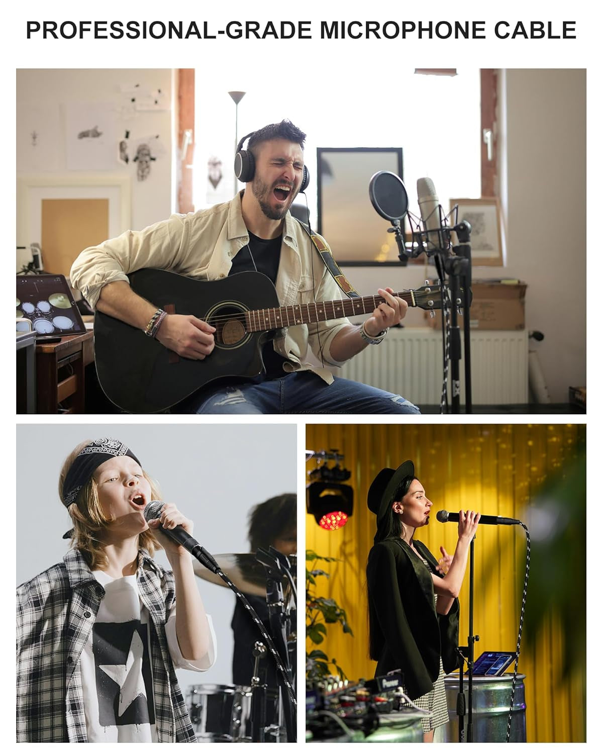 XLR Cables, 3Ft 2 Pack Microphone Cable, XLR Male to Female Balanced Microphone Cord 3 Pin, 3 Foot Short Mic Cord Oxygen-Free Copper (OFC) Nylon Braided