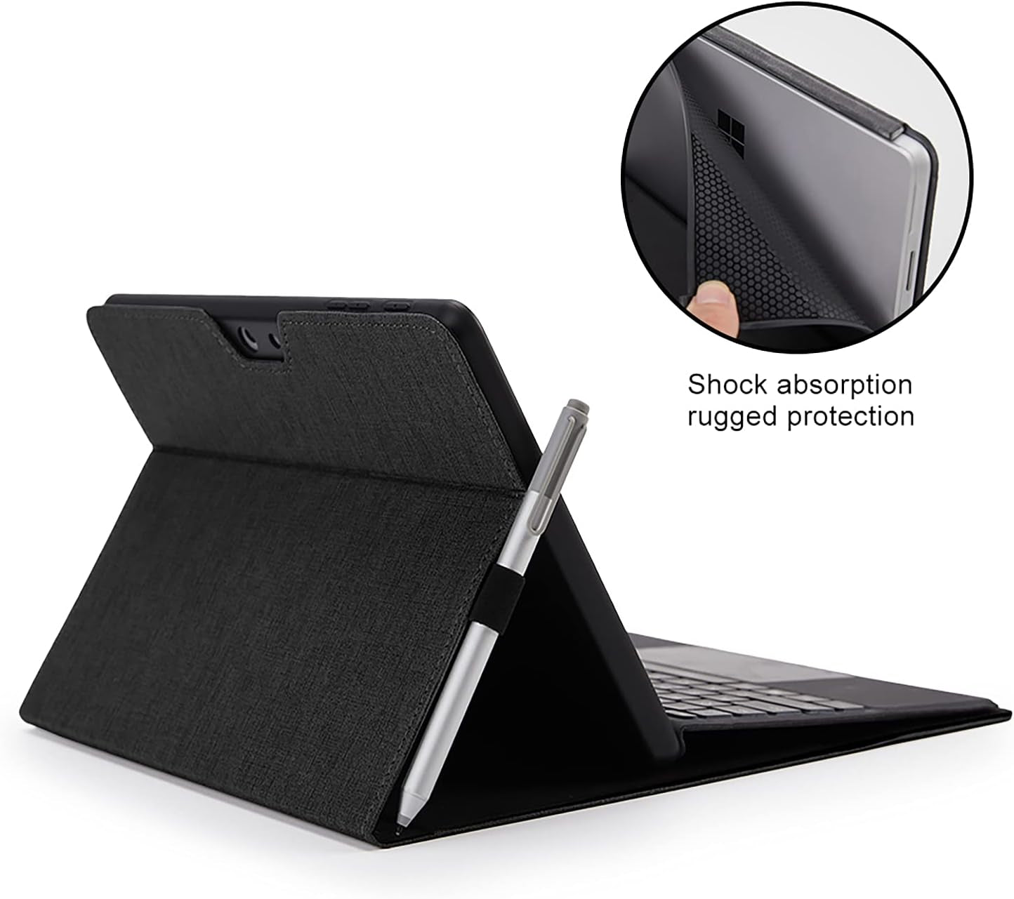Protective Case for Surface Go 4 2023/Go 3 2021/Go 2 2020/Go 2018 with Stylus Holder, Multiple Angle Slim Lightweight Cover, Compatible with Type Cover Keyboard（Keyboard Not Included）