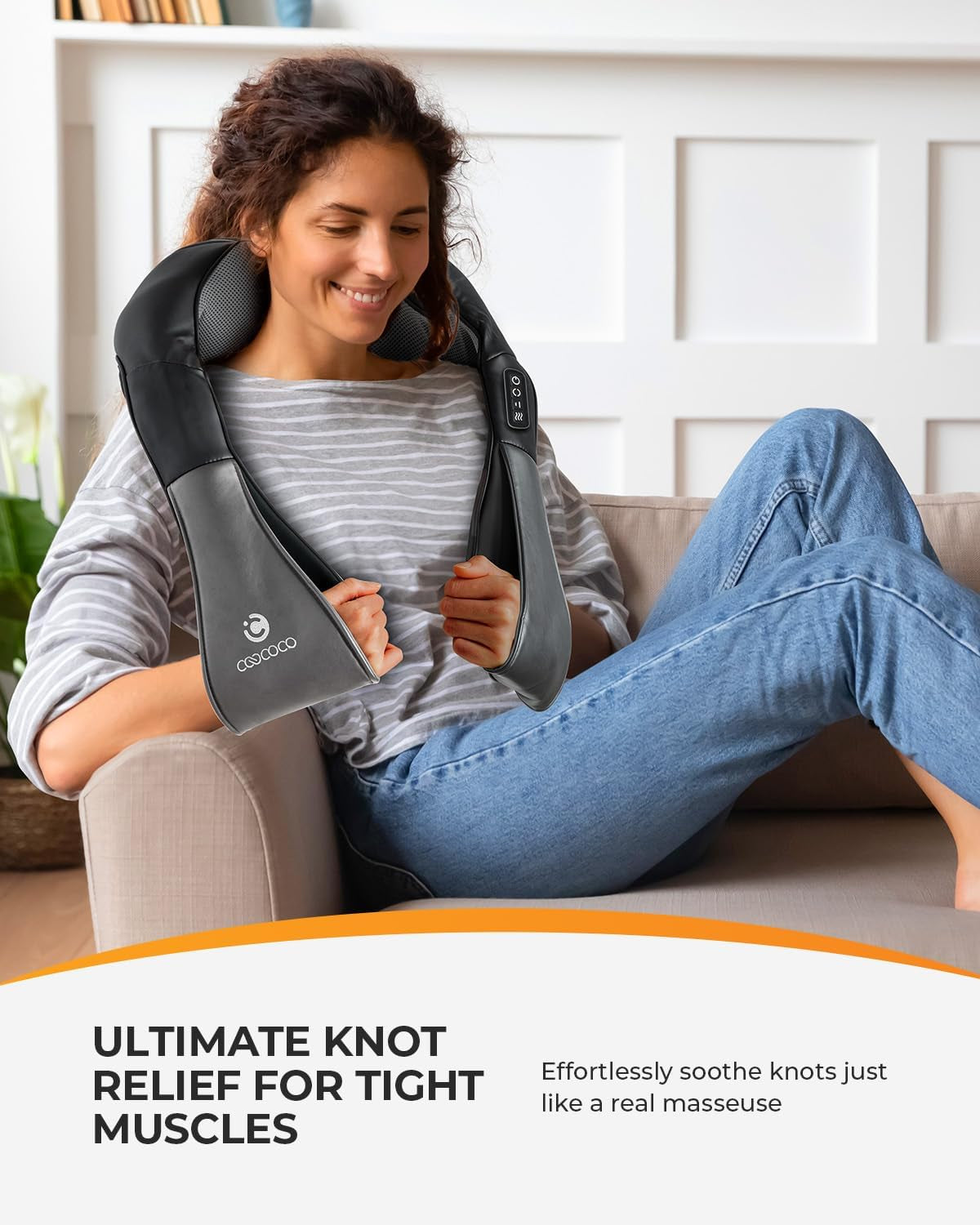 Shiatsu Neck Massager, FSA Eligible Kneading Back Massager with Heat, Deep Kneading Electric Massage Pillow, HSA Approved Massagers for Back and Neck Shoulder, for Home Office Use