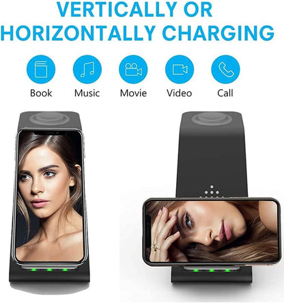 Wireless Charger Stand Dock 3 in 1 Fast Qi Wireless Charging Station Pad for Multiple Devices Apple Watch Ultra/9/8/7/6/Se/5/4/3/2,Airpods Pro,Iphone 16/15/15 Pro/14/13/12/11/X/8 Phone,Women Men Gift