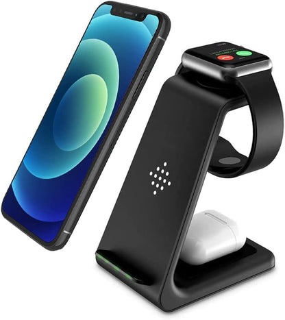 Wireless Charger Stand Dock 3 in 1 Fast Qi Wireless Charging Station Pad for Multiple Devices Apple Watch Ultra/9/8/7/6/Se/5/4/3/2,Airpods Pro,Iphone 16/15/15 Pro/14/13/12/11/X/8 Phone,Women Men Gift