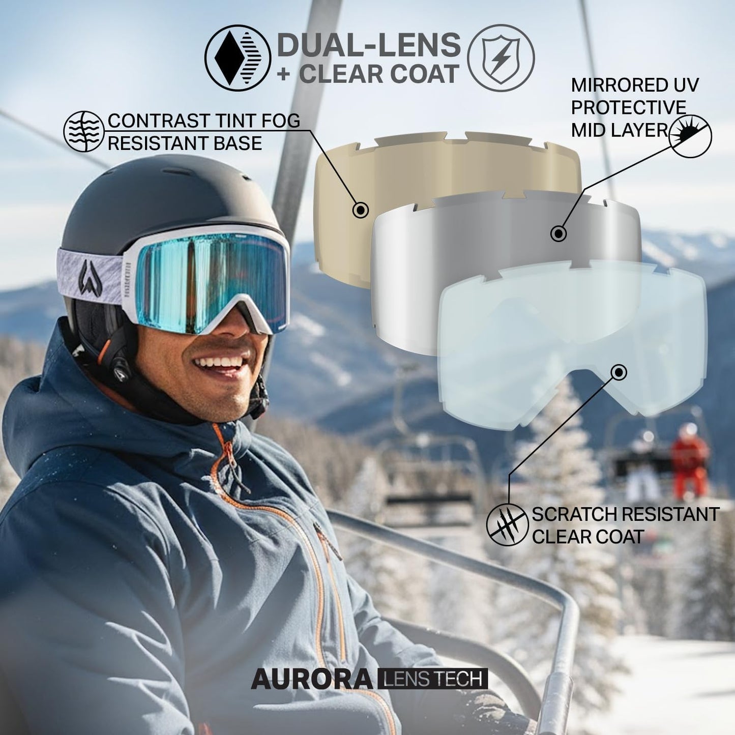 Wildhorn Cristo Ski Goggles Men Women 100% UV Anti-Fog OTG Snowboard Goggles- US Ski Team Official Supplier- Snow Goggles