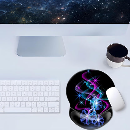 Ergonomic Wrist Rest Support, Gaming Mouse Pad 8.7 X 7.5 Inches for Computer, Laptop, Home, Office (Purple Blue Light)