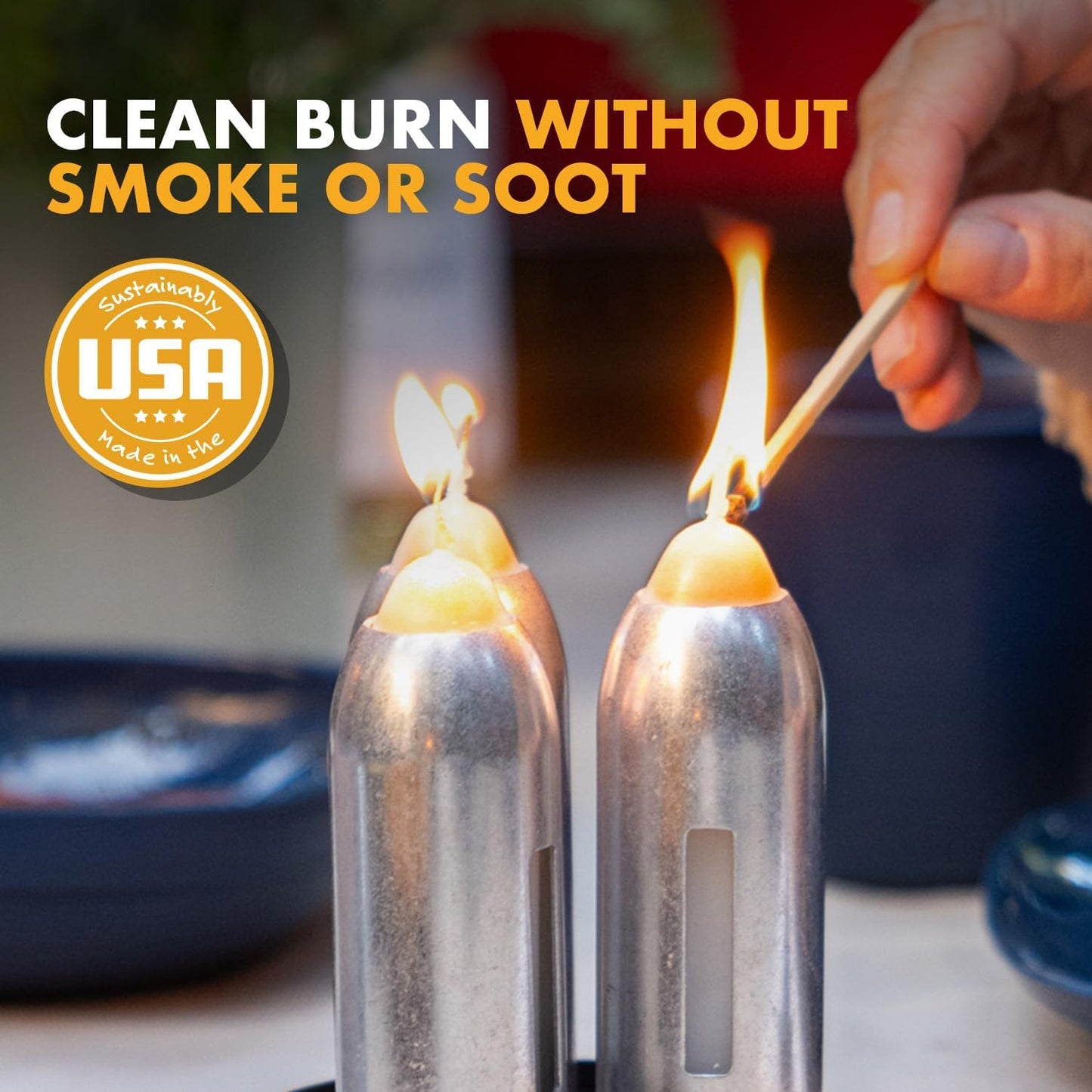 12-Hour Natural Beeswax Long-Burning Candles for  Candle Lanterns and Emergency Preparedness, Made in USA