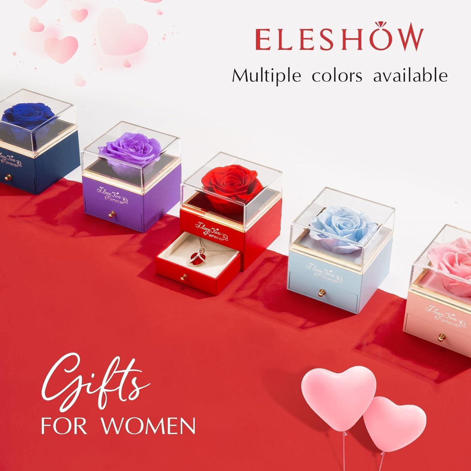 Preserved Real Purple Rose with Heart Necklace, Eternal Flowers Gifts for Mom Grandma Wife Girlfriend on Christmas, Valentines, Mothers Day, Anniversary, Birthday, I Love You Gifts for Her